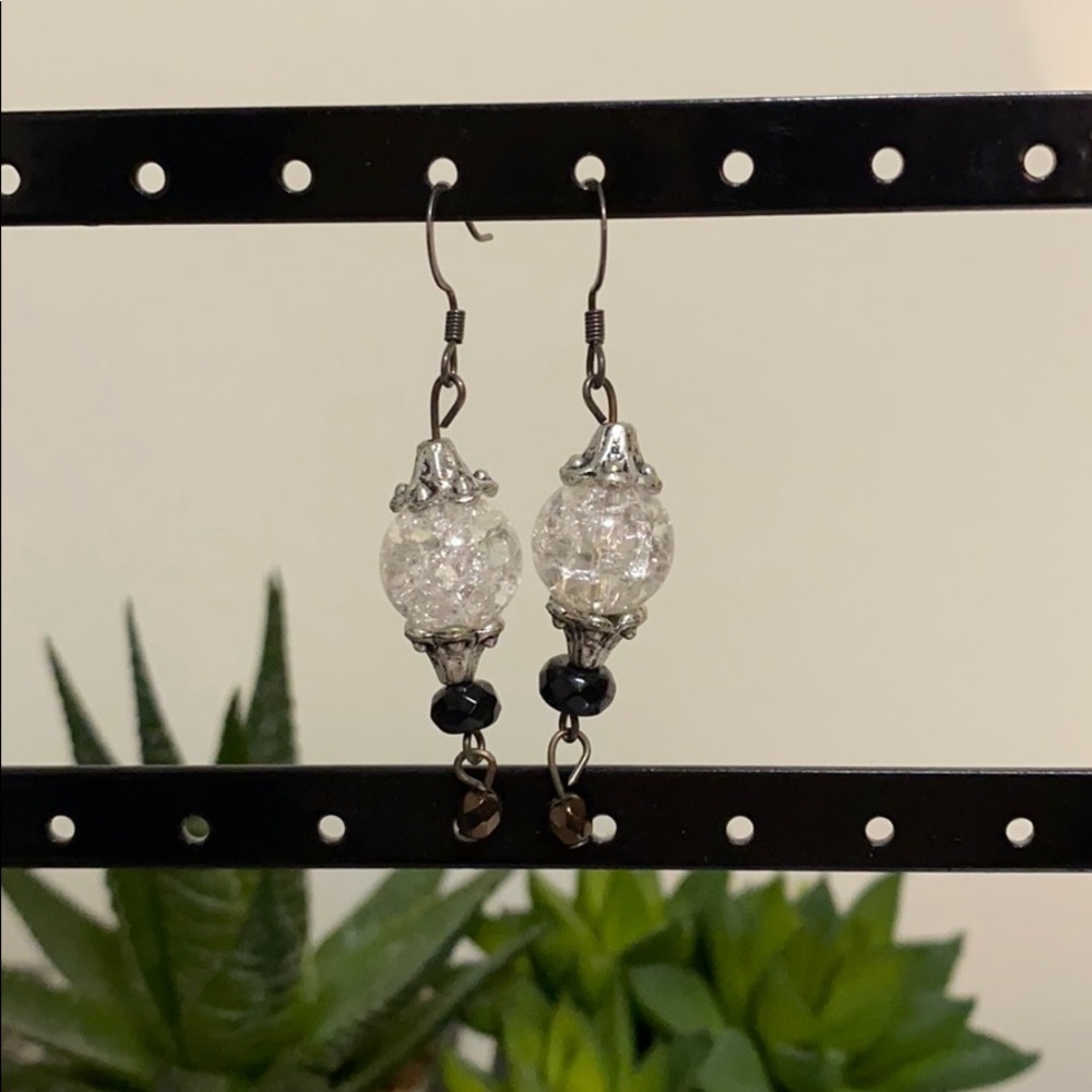 Clear/Black Dangle Earrings